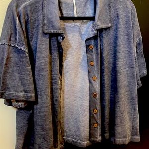 Free People Cropped Colton Button Down Top